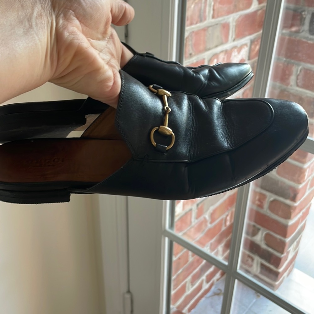 Gucci Princetown Black Leather Slipper Slides Size 39 with Box Dustbags